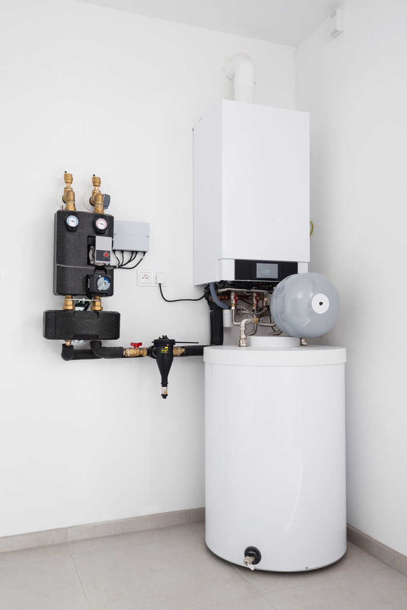 Heating system with boiler in a modern house
