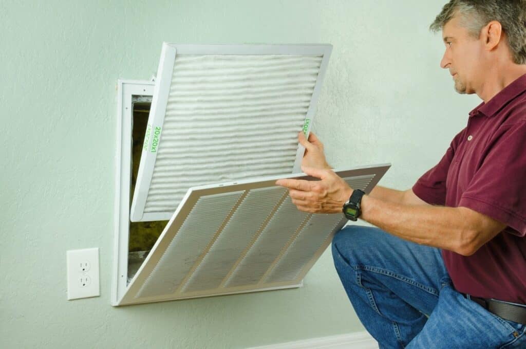Clean residential air filter replacement for better HVAC system efficiency.